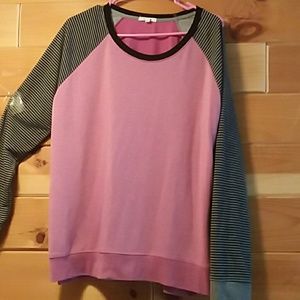 Maurices Pink and Black Striped Sweatshirt